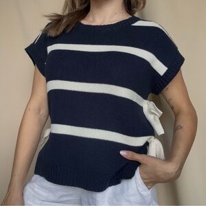 Blu Pepper Navy and Cream Striped Sweater Tee